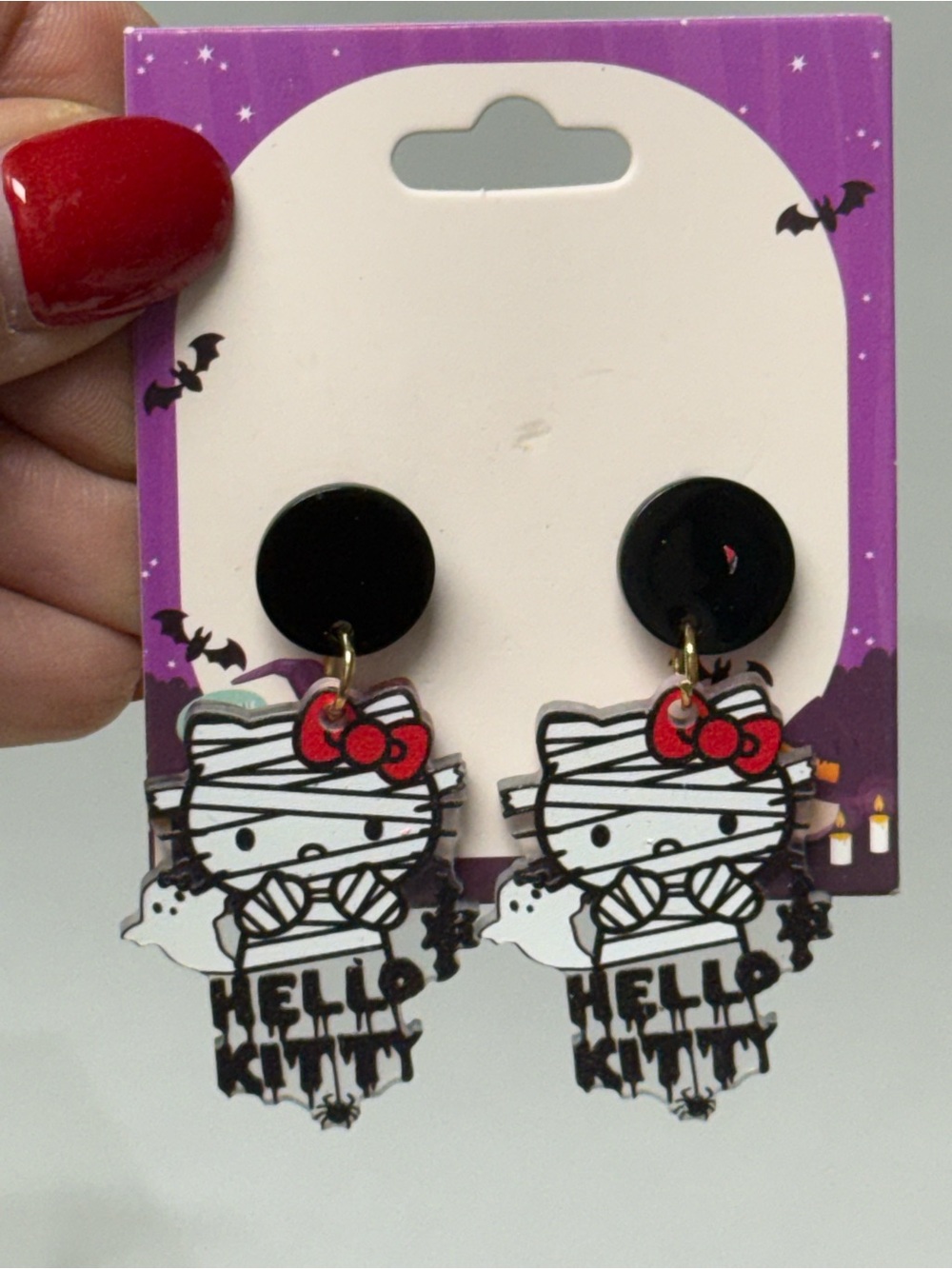Hello Kitty Black & White Mummy Dangle Earrings
